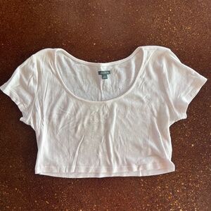White cotton crop top tee shirt